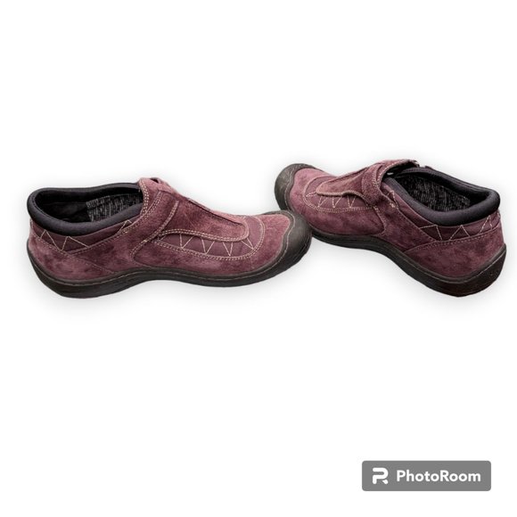 Clarks Privo Ryegrass Eggplant Purple Suede Walking Shoe Hook & Loop size 8.5 - Picture 7 of 9